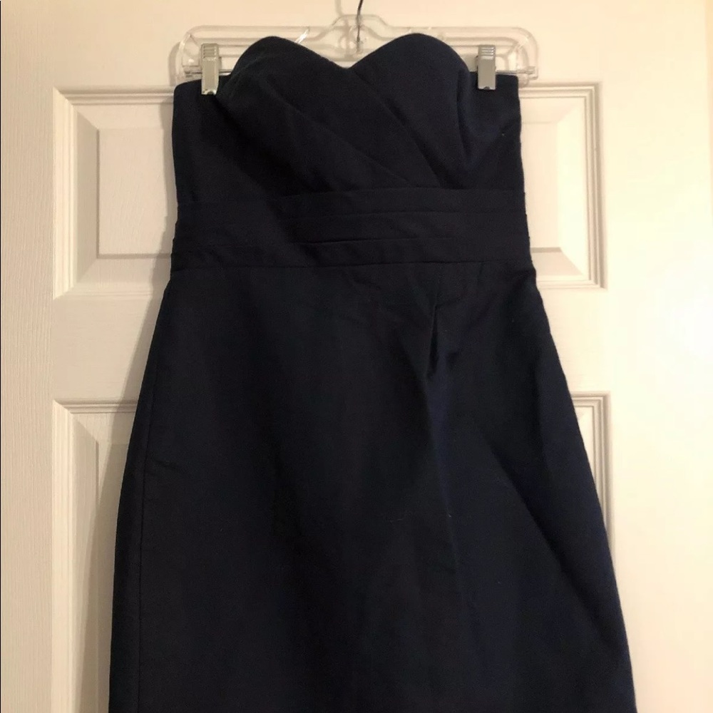 J Crew navy strapless dress 6 P